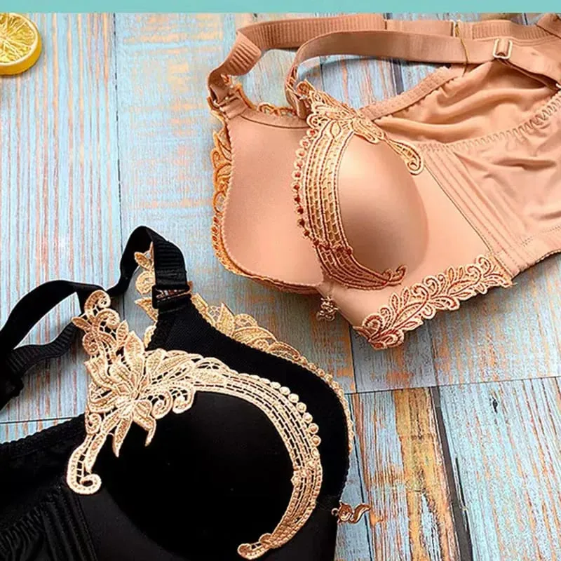 Adjustable Embroider Lace Lingerie Non-underwire Bra Small Breasts Gathering Prevent Sagging Comfortable Bra — image 6