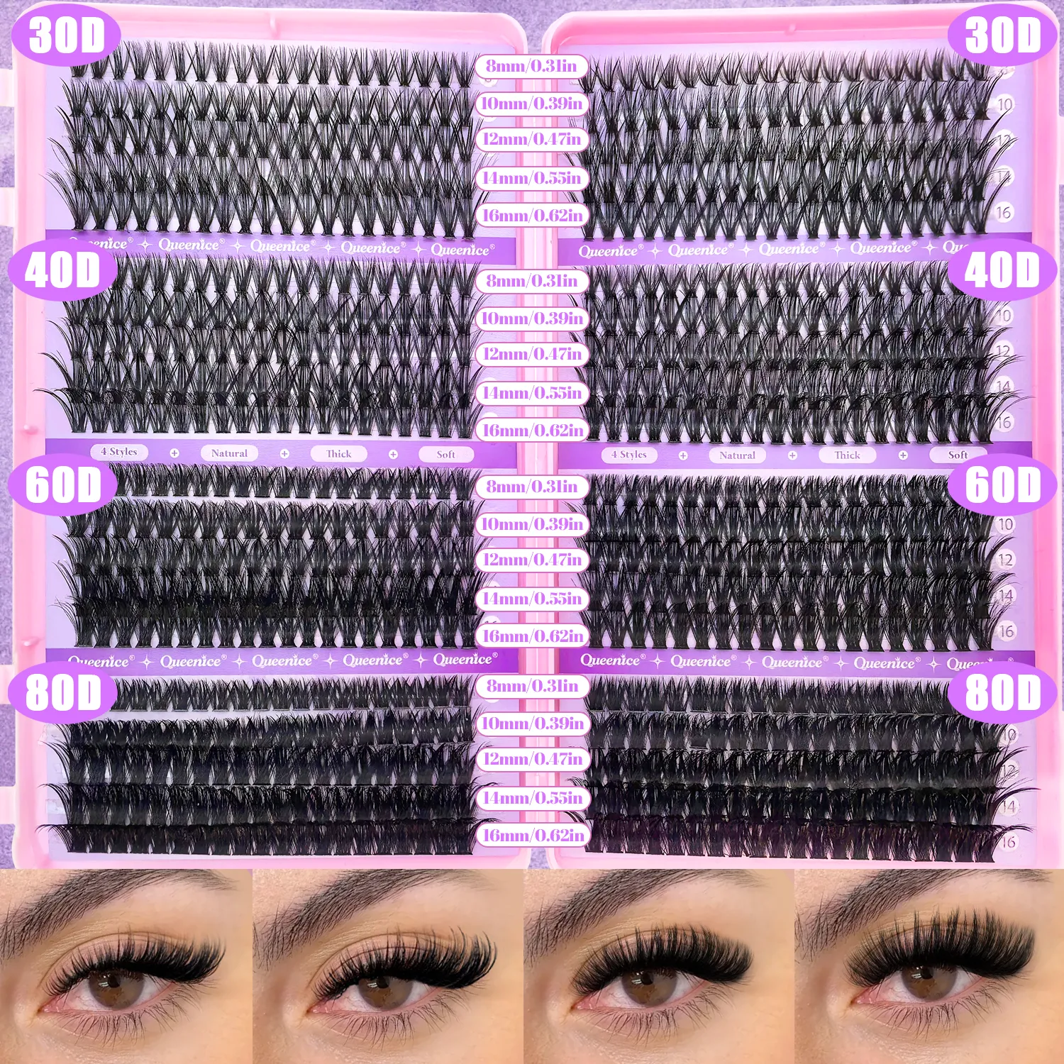 Řasy Cluster DIY Lash Extension Mixed Tray Clusters Řasy Fluffy Individual Lashes Prodlužování řas Cat Eye — image 2