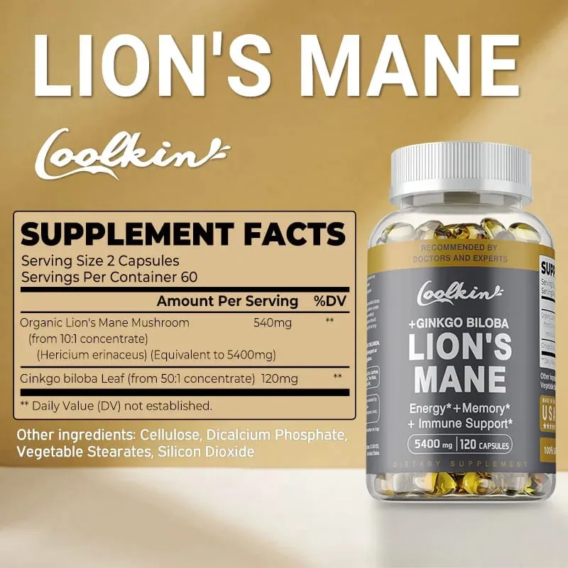 Lion's Mane Mushroom Capsules - Supports Brain Health Improves Mental Clarity and Enhances Memory and Concentration — image 2