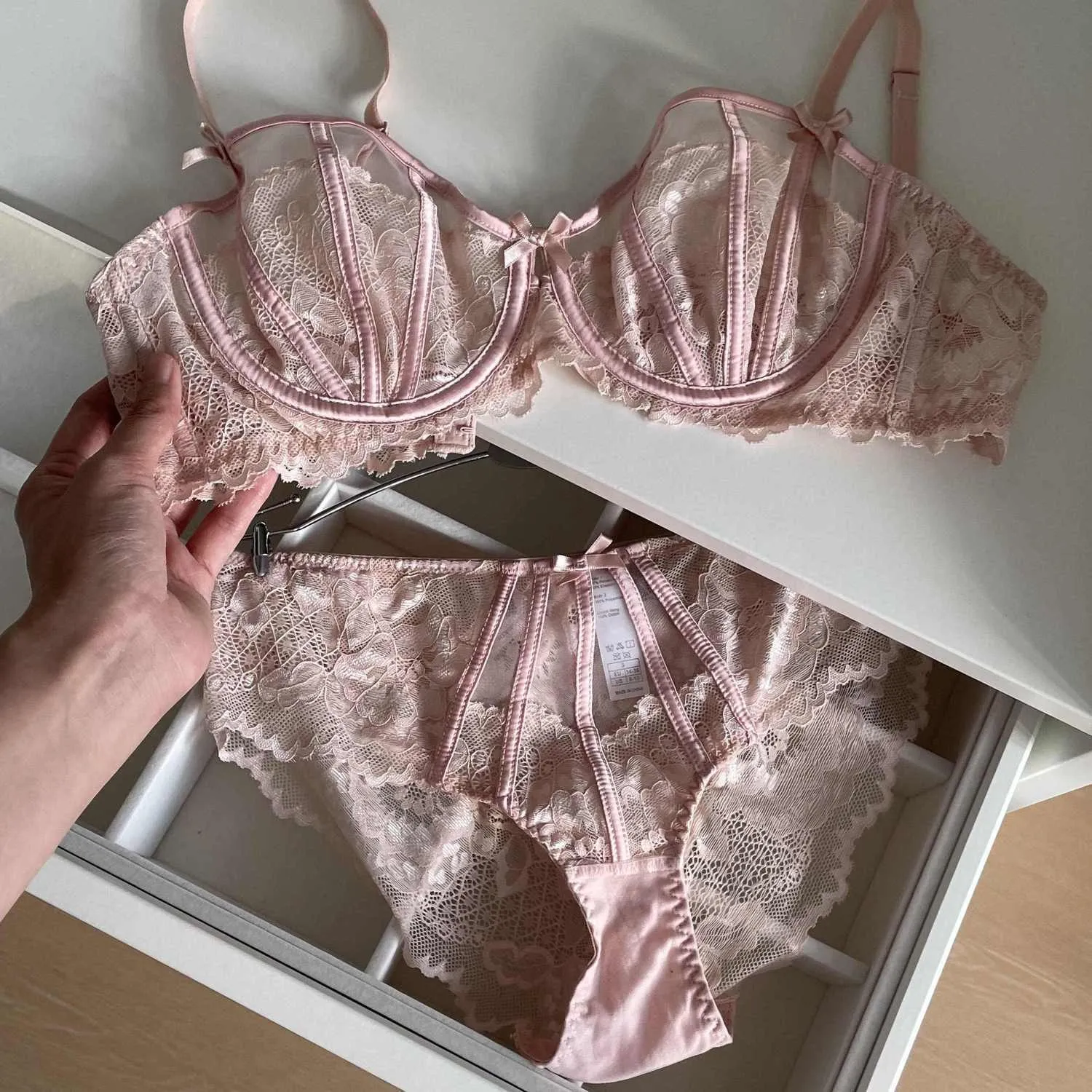 Beautiful Embroidered Floral Lingerie Set With Lined Comfortable Bra And Underwear Wired Bra And Panties For Outerwear Daily — image 4