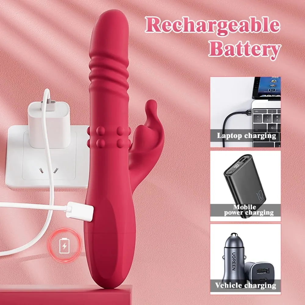 Telescopic Rabbit Vibrator Rotating Massage Vaginal Clitoris Vibration Stimulator G-spot Orgasm Masturbator Adult Couple Toys — image 4