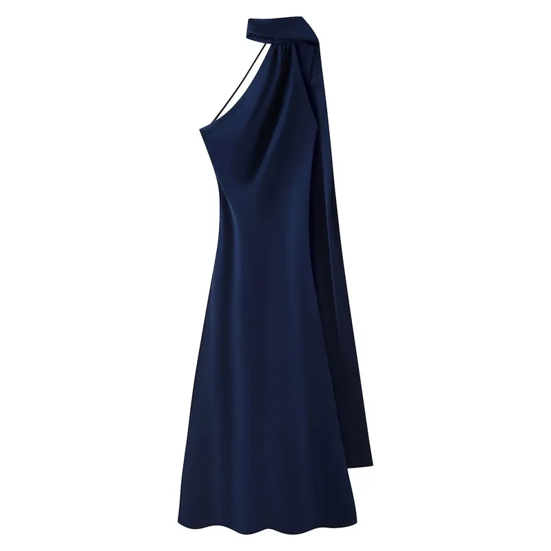 Ribbon Hanging Neck Long Dresses Women Printed Sleeveless Backless Slim High Waist Halter Party Dress 2025 New Hip Package Robe