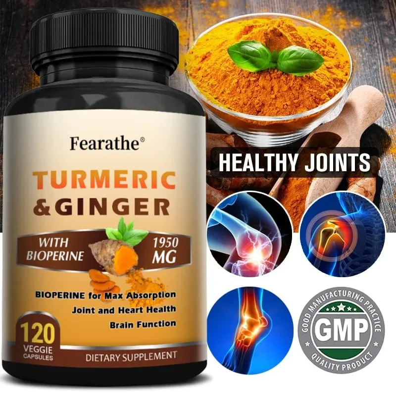 Curcumine de curcuma biologique 1500 mg gélules avec gingembre et poivre noir soutiennent le bien-être digestif et immunitaire des muscles articulaires — image 1