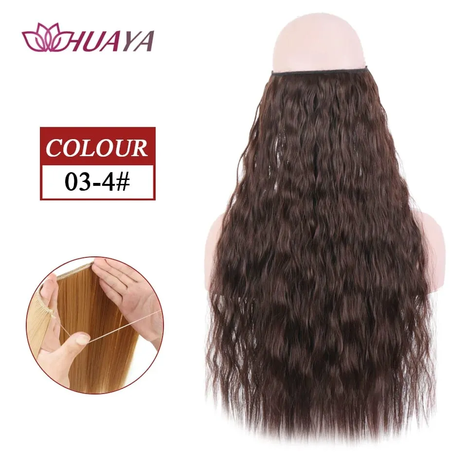 Synthetic Long Straight Invisible Wire No Clips In Hair Extensions Fake Hair Pieces Secret Fish Line Hairpieces For Women — image 35