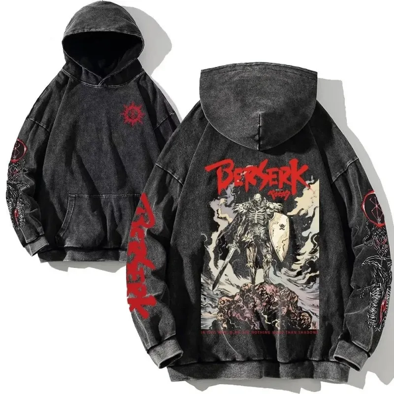 HAI Customizable Retro Washed Hoodies 100% Cotton Tops Black Acid Vintage Hooded Sweatshirts Oversize Hip Hop Male Pullover — image 16