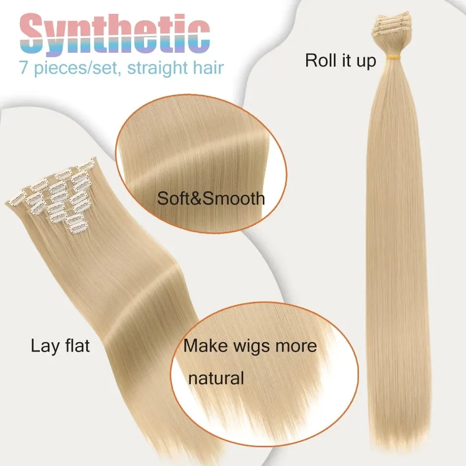Synthetic 7 Pieces/Set 22 Inch Straight Hair Extensions Clip-In Extensions Christmas Halloween Hair Extensions — image 5