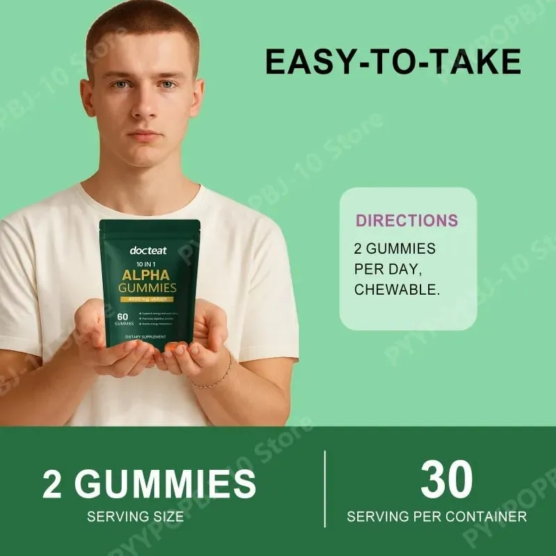 Shilajit Gummies 10 en 1 4000 mg avec extrait de racine d'Ashwagandha 60 Gummies Soutien énergétique Supplément de bien-être pour adultes — image 3