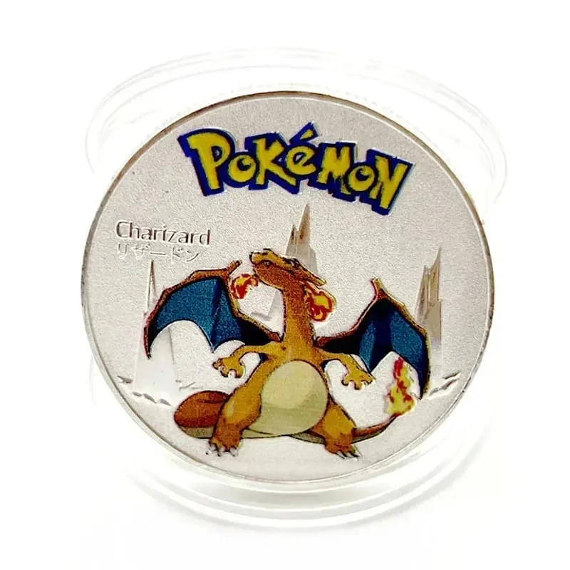 Syiling Emas Pokemon Pikachu Anime Commemorative Coin Charizard Golden Round Metal Syiling Mainan — image 14