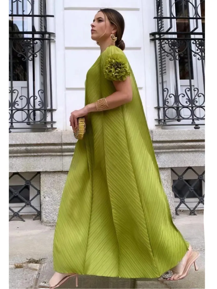 Miyake Pleated Heavy Industry Flower Disc Geometric Pleated Dress Versatile Age-reducing Mother Outfit 2024 for Women — image 2