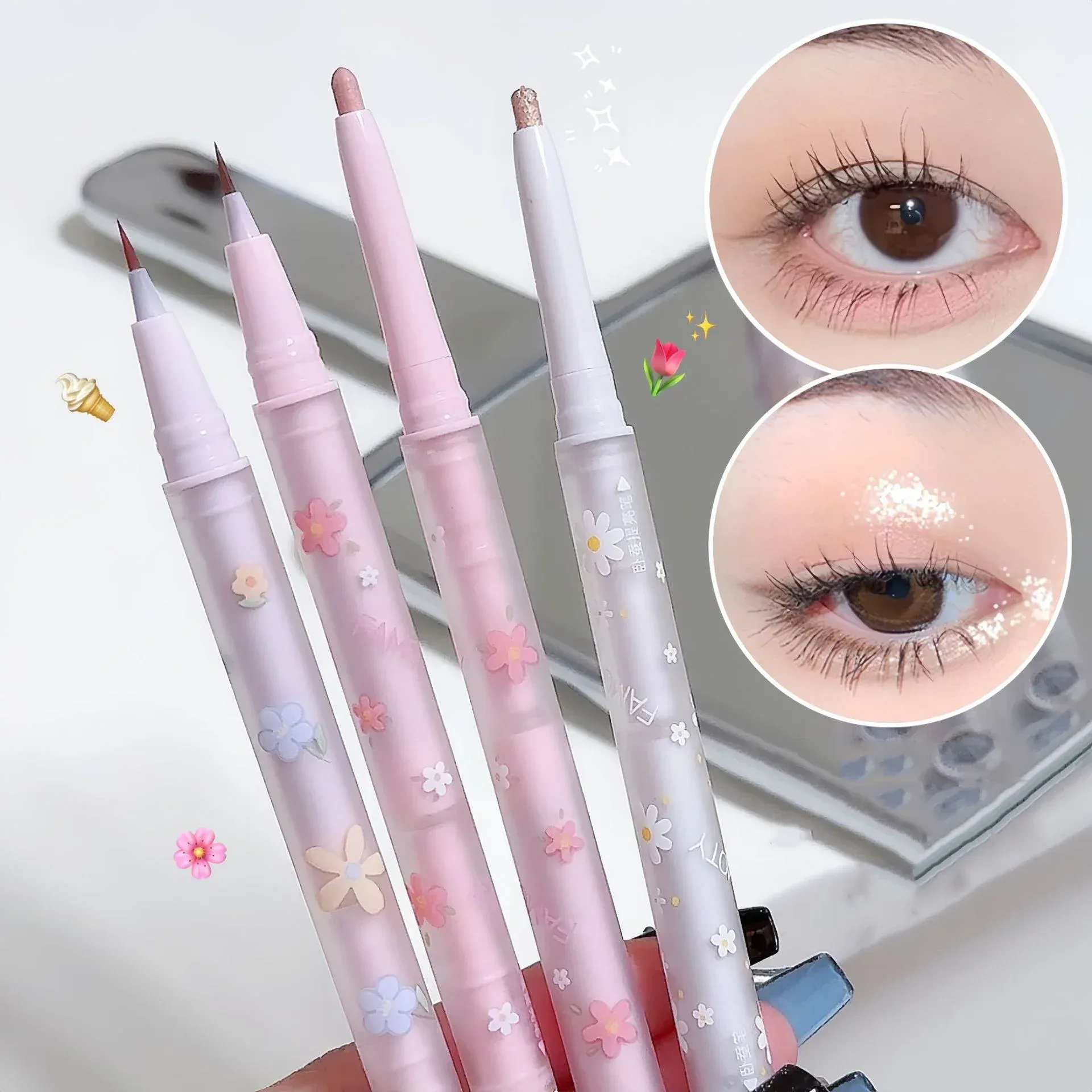 Double Head Eyeliner Liquid Down To Shadow Pencil Eye Highlighting Eyeshadow Stick Natural Big Eye Makeup Gel Pen