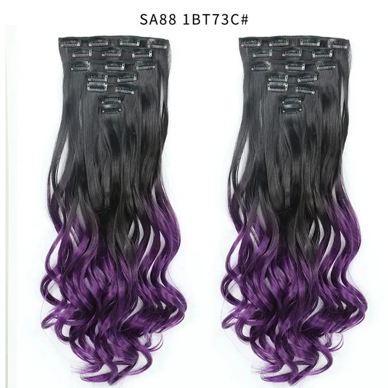 7pcs/Set Long Straight Hair Extension 16 Clips High Tempreture 22inch Synthetic Hairpiece Clip in Red Hair Extensions for Women — image 10
