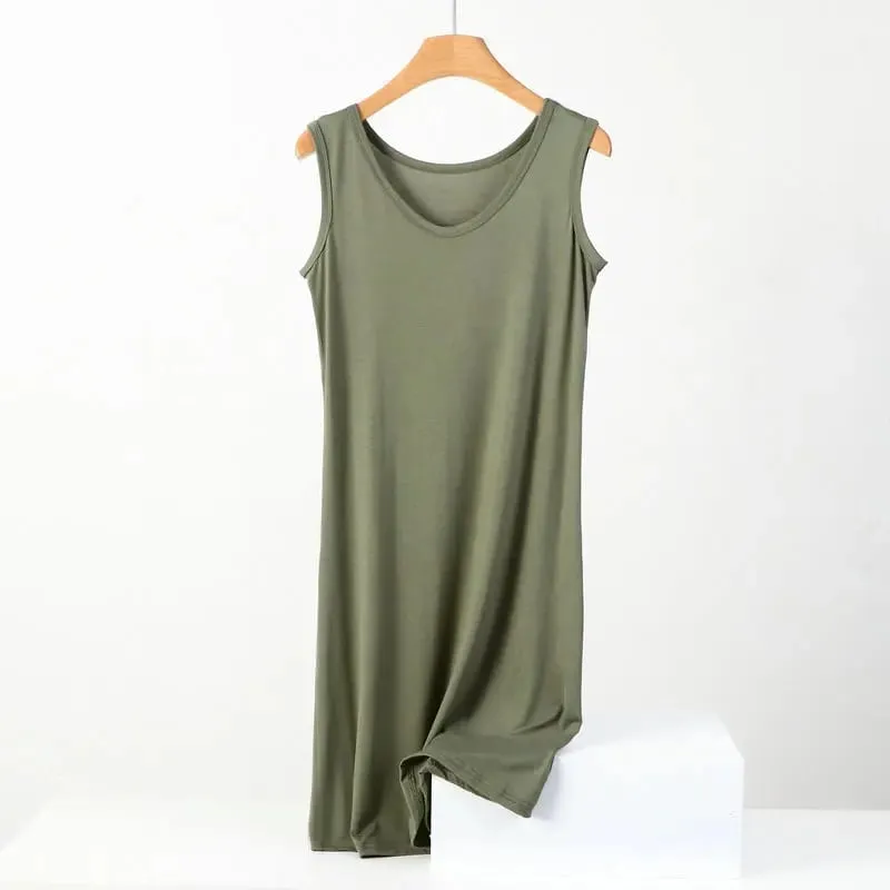 Summer Modal Sleeveless Dress Solid color Tank dress Large size 8XL Mid-Length Bottoming Cami dresses All match — image 4