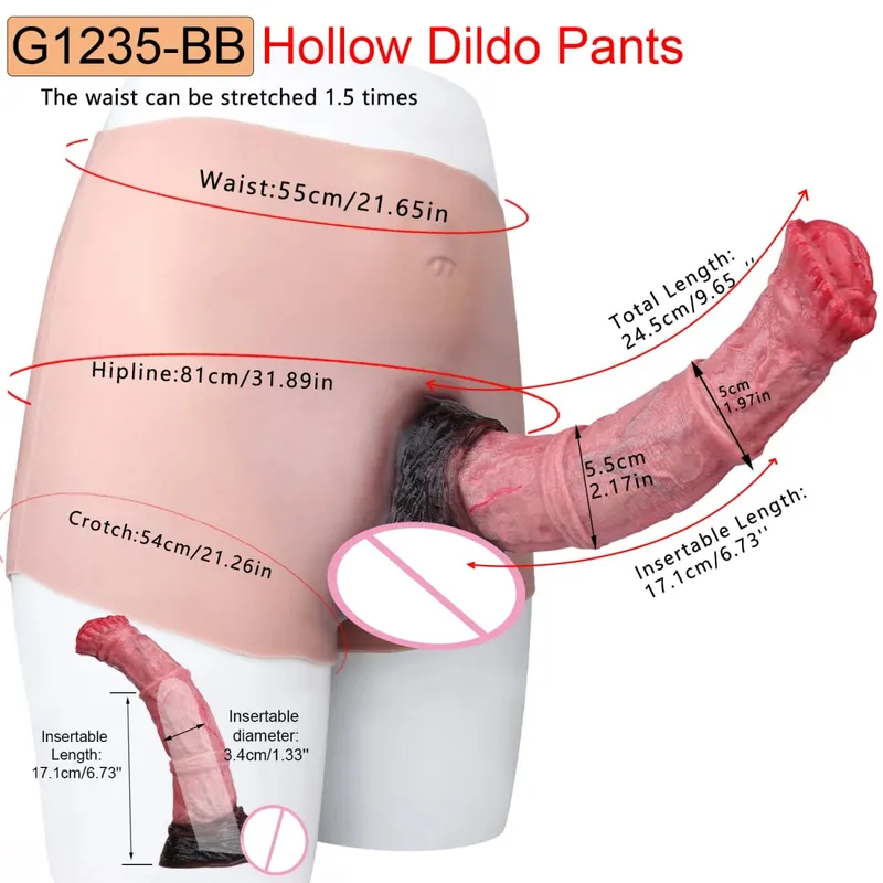 Mandlige Strap-On Long Hollow Dildo Ultra Realistic Penis Extend Sleeve Bukser насадка на член Mandlige Cock Cover Sexlegetøj — image 34