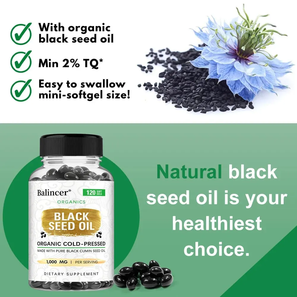 Organic Black Cumin Seed Oil 1000 mg - Immune Support Promotes Hair Growth Provides Nutritive Antioxidants Non-GMO Supplement — image 6
