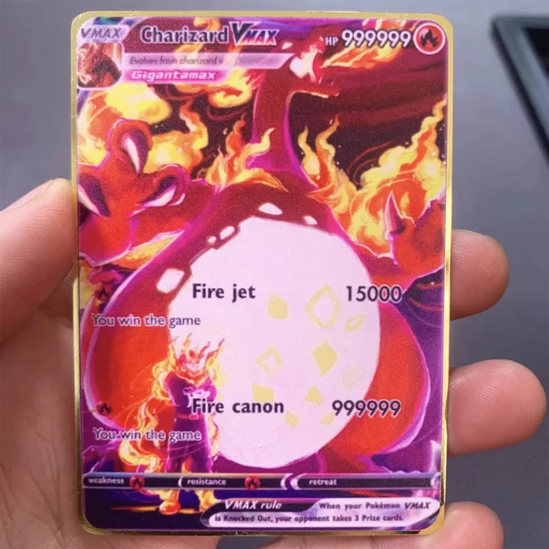 ภาษาอังกฤษโลหะการ์ด Pokemon DIY Arceus Mewtwo Charizard Pikachu เหล็กเงา Pokémon GX Vmax EX เกมคอลเลกชันเด็กการ์ดของเล่นของขวัญ — image 6