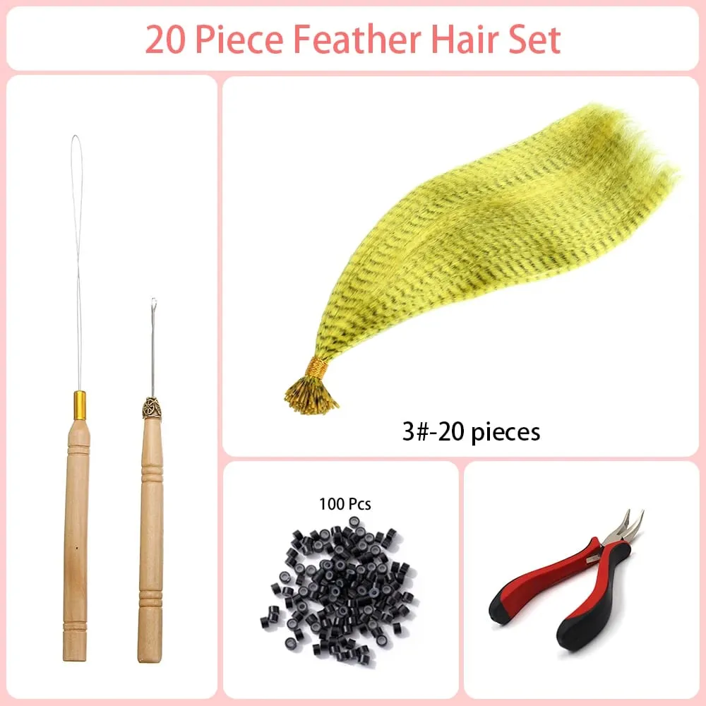 Synthetic Colored I-Tip Faux Feather Hair Extensions 16" 20 Strands/Pack Women's Heat Resistant Fiber Toolset Wig Accessories — image 10