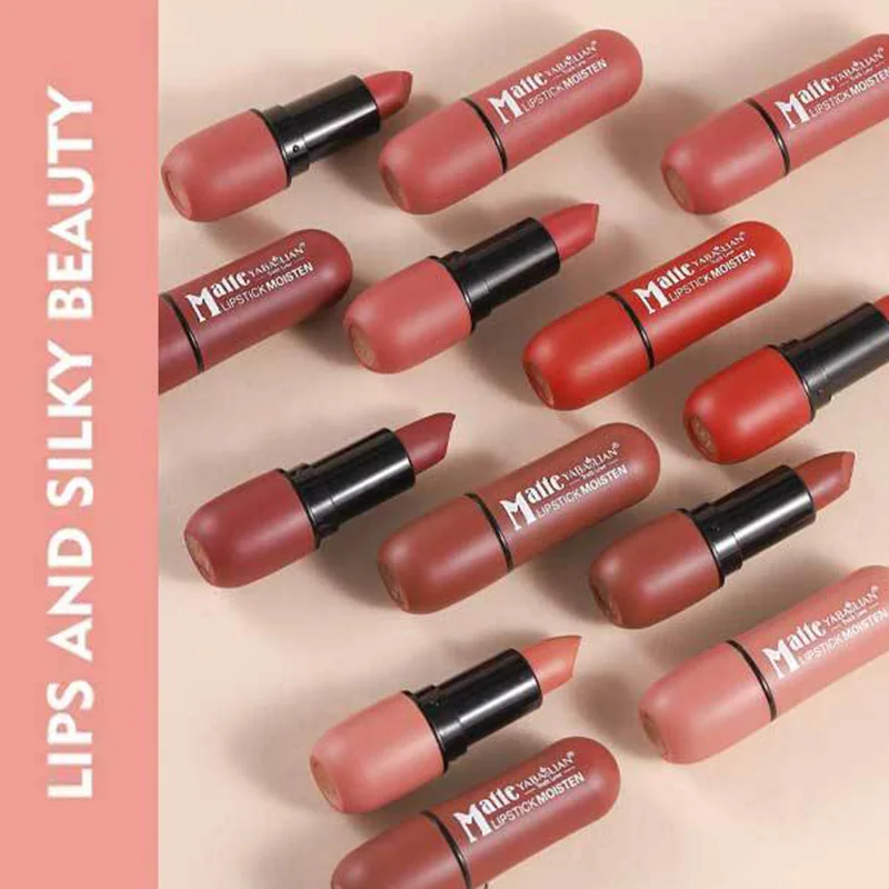 6 Colors Sexy Matte Lipstick Waterproof Long Lasting Color Rendering Non-stick Velvet Lips Contour Pencil Woman Makeup Cosmetics — image 4