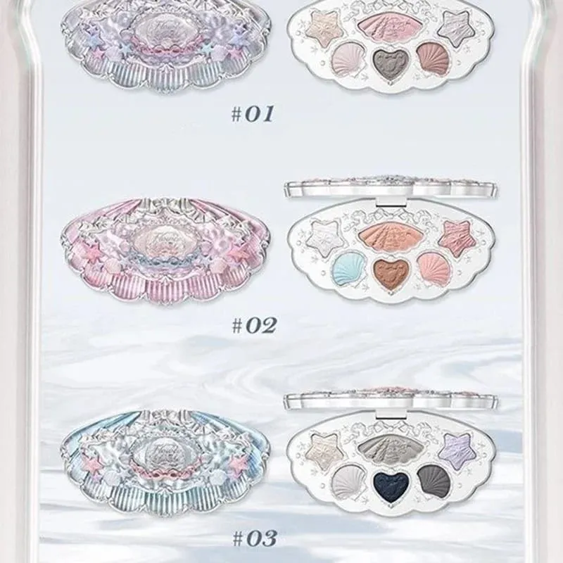 Flower Knows Bunny Shells Collection Makeup Set Eyeshadow Palette Blush Lip Gloss Makeup Bag Matte Glow Shimmer Eye Shadow Kit
