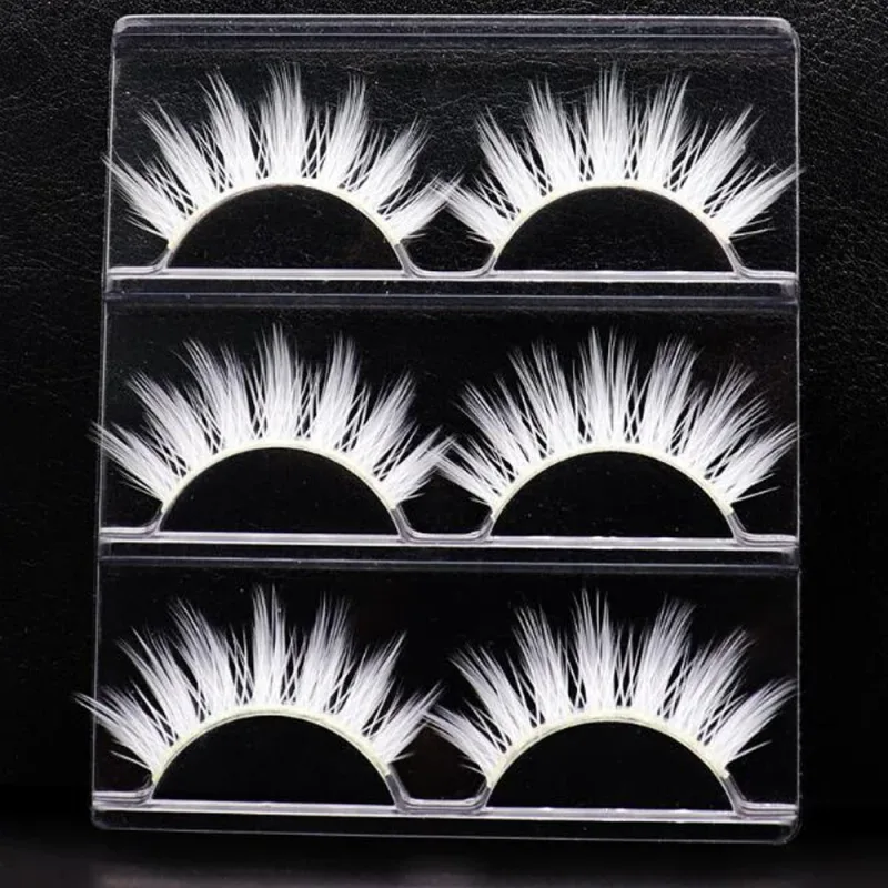 Hot 3pair White Eyelashes Makeup Natural Long Eyelashes Extension Cross Strip False Eye Lashes Beauty Makeup Tools — image 4