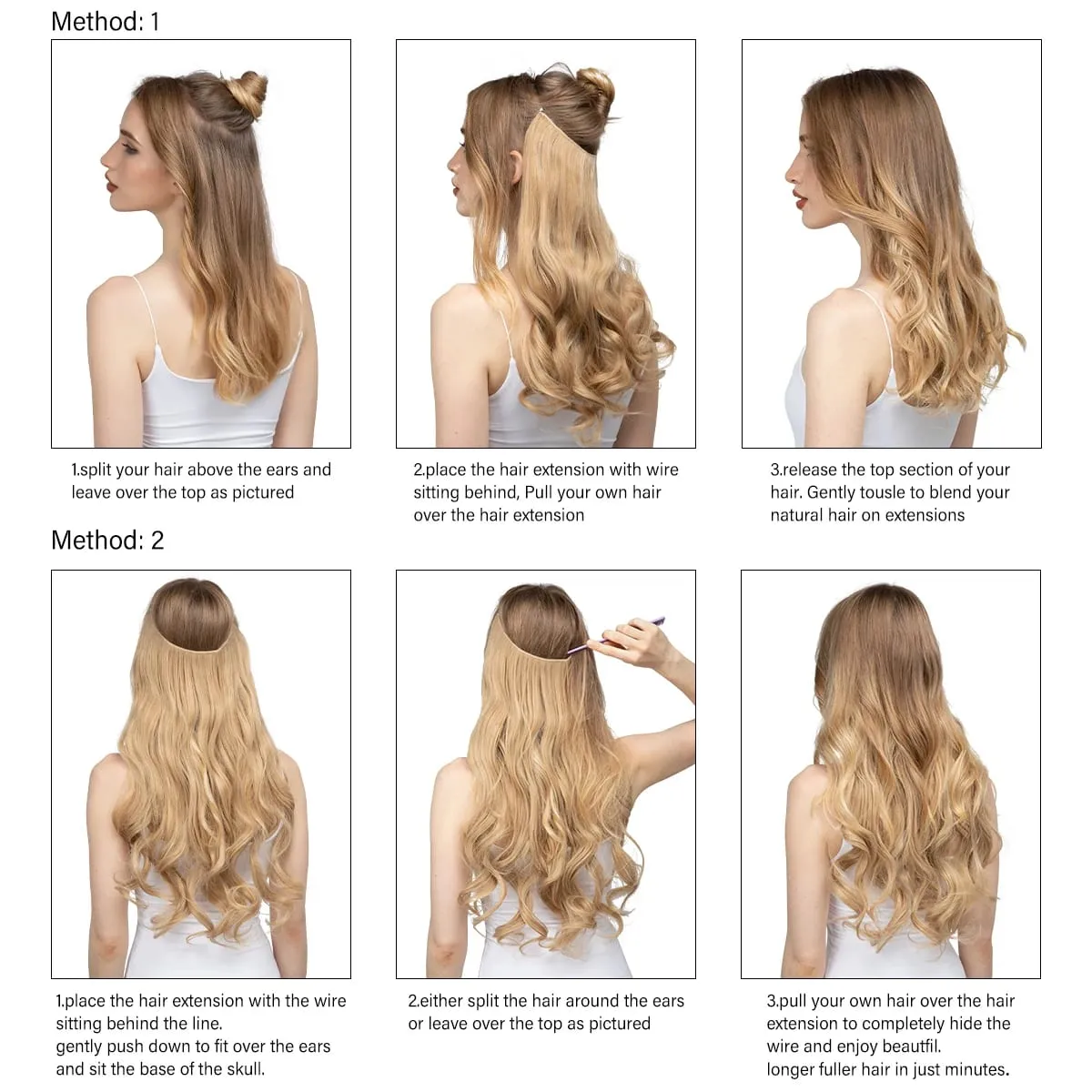 Premium Synthetic Invisible Wire With Clips Natural Hair Extension False Long Wavy Daily Use Clip In Hair Piece For Women — image 6