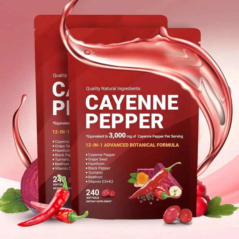 Tobolky z kajenského pepře s kurkumou z hroznových semínek, červené řepy, vitamíny D3 K2 E, bylinný doplněk — image 9
