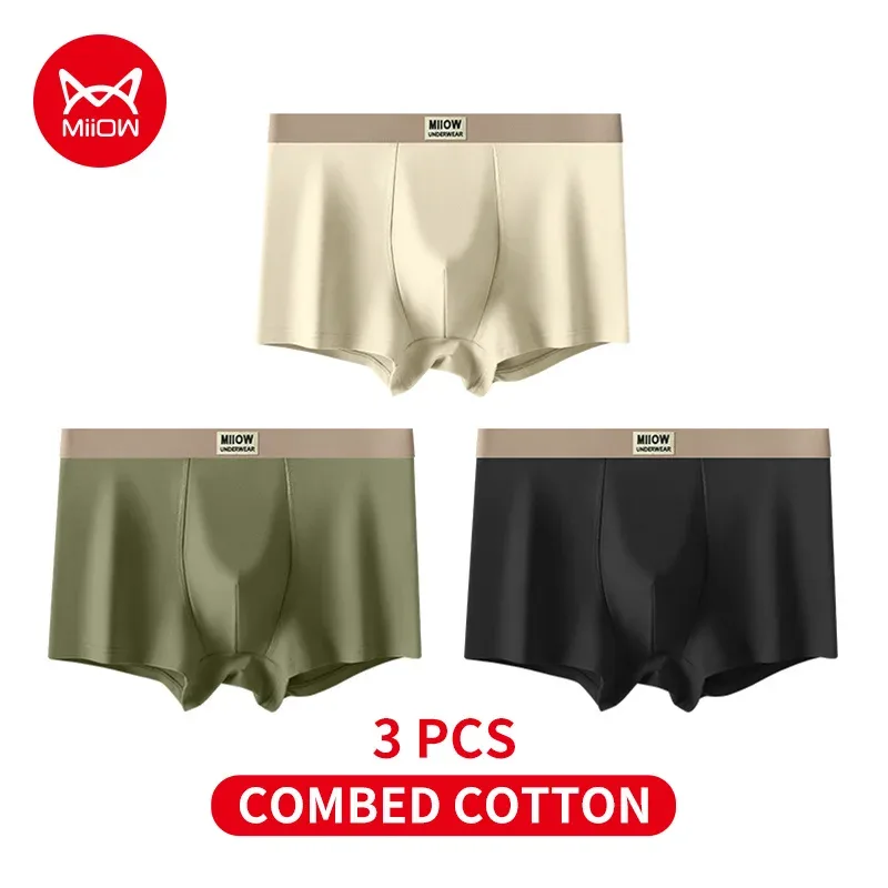 MiiOW 3Pcs Organic Cotton Men Underwear Boxer Shorts Antibacterial Seamless Underpants Male Panties Gift For Men Boxershorts New — image 42