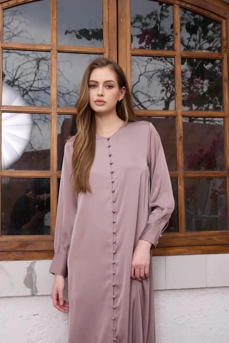 AS SS26 lätt satin boll knappar klänning lätt super bekvämt tyg dressade kvinnokläder — image 3