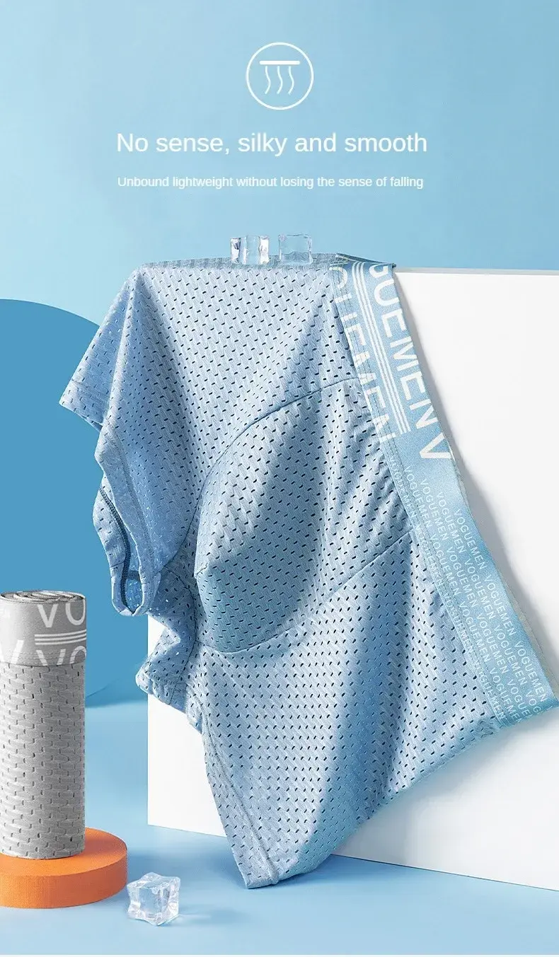 3PCS/set Men Gift New in Underwear for Men Lingerie Thin Briefs Traceless Large Size Panties Sports Ice Silk Breathable Boxer — image 9