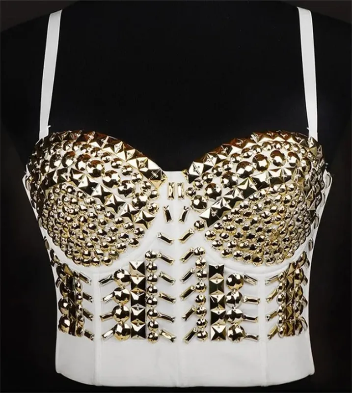Visivane Rivet Beading y2k Tank Tops Women Bra Blusas Short Corset Woman Clothing Stage Party Shaper Ladies Crop Shirt Camis — image 15