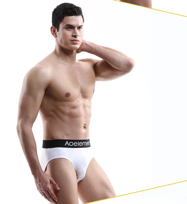 Men's underwear triangle shorts ice silk fashion breathable sexy thin U convex bottom pants youth low waist triangle shorts head