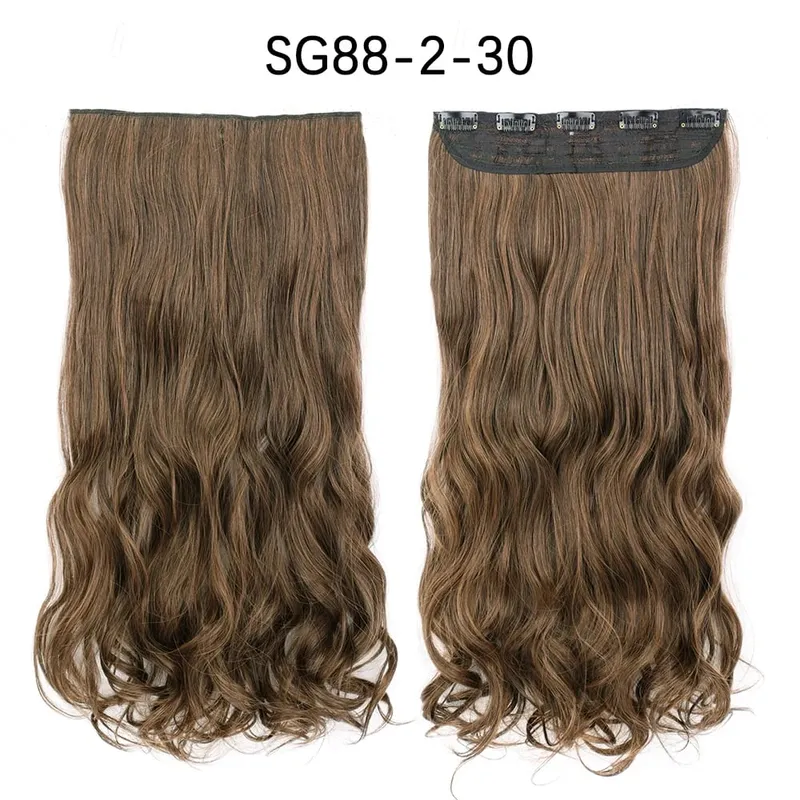 Azqueen Long Synthetic Water Wavy Clips Extension Hairpiece on 5 Clip-in Hair Ombre Brown Tail Blonde Fack Hair — image 14