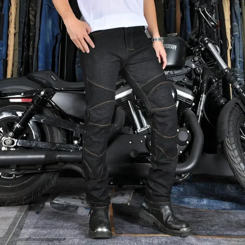 Men's Motorcycle Riding Jeans Pants Anti-Skid Abrasion Resistant All-Weather Classic Fit Race-Ready Biker Gear