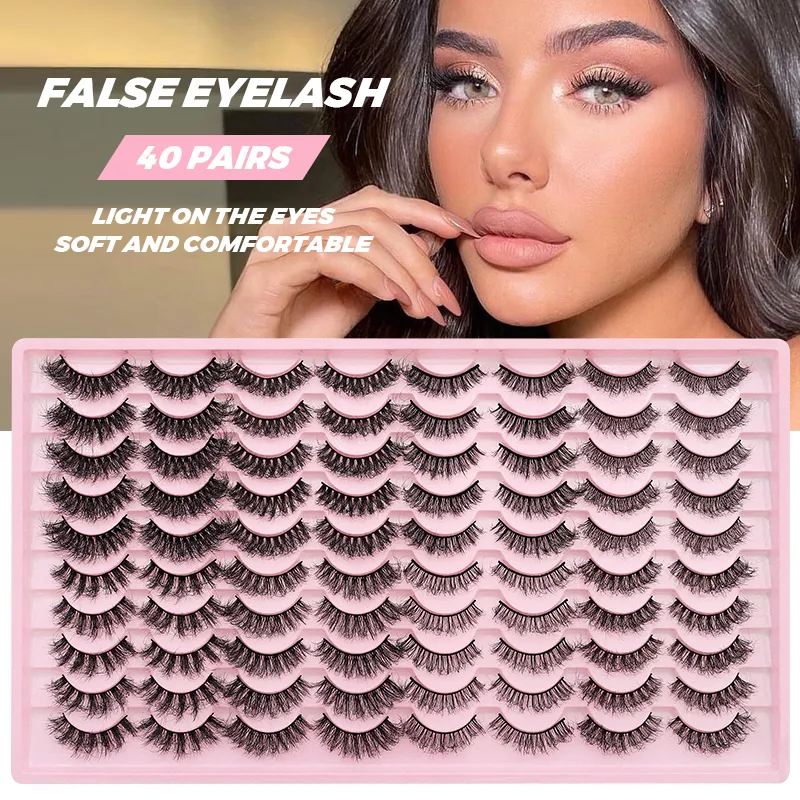 40 Pairs Volume Strip Lashes Faux Mink False Eyelashes Kit Cosmetics Soft Fake Volume Eyelash Extensions Wholesale