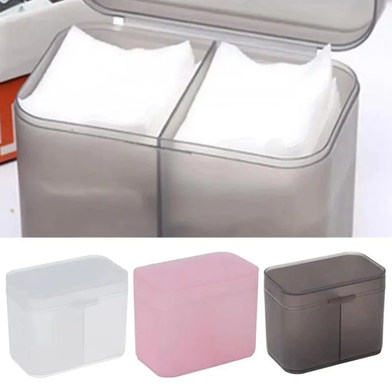 Cotton Pads Swab Nail Wipes Makeup Brushes Organizer Storage Box Holder Container Case Independent Double-Compartment — image 1
