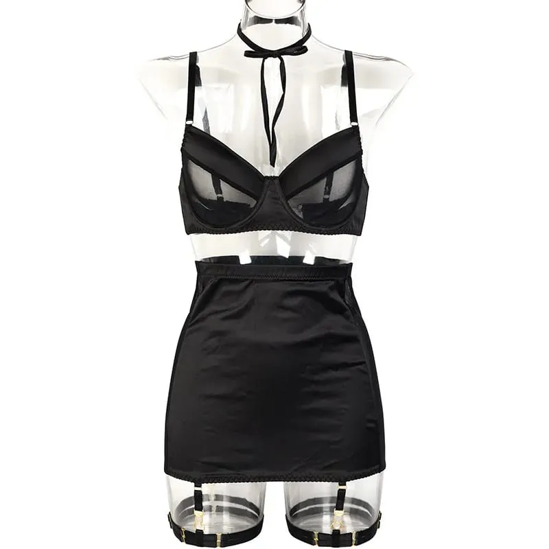 Lovermore Sensual Lingerie See Through Garter Dress Fancy Underwear Seamless Bra Kit Push Up Intimate Sheer Lace Exotic Sets — image 6