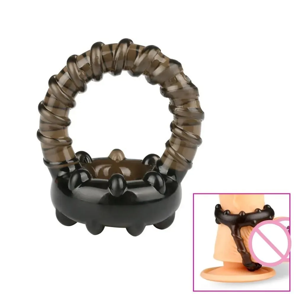 Double basket lock ring penis silicone physical delay scrotal restraint ring male timing control set sex toy — image 1