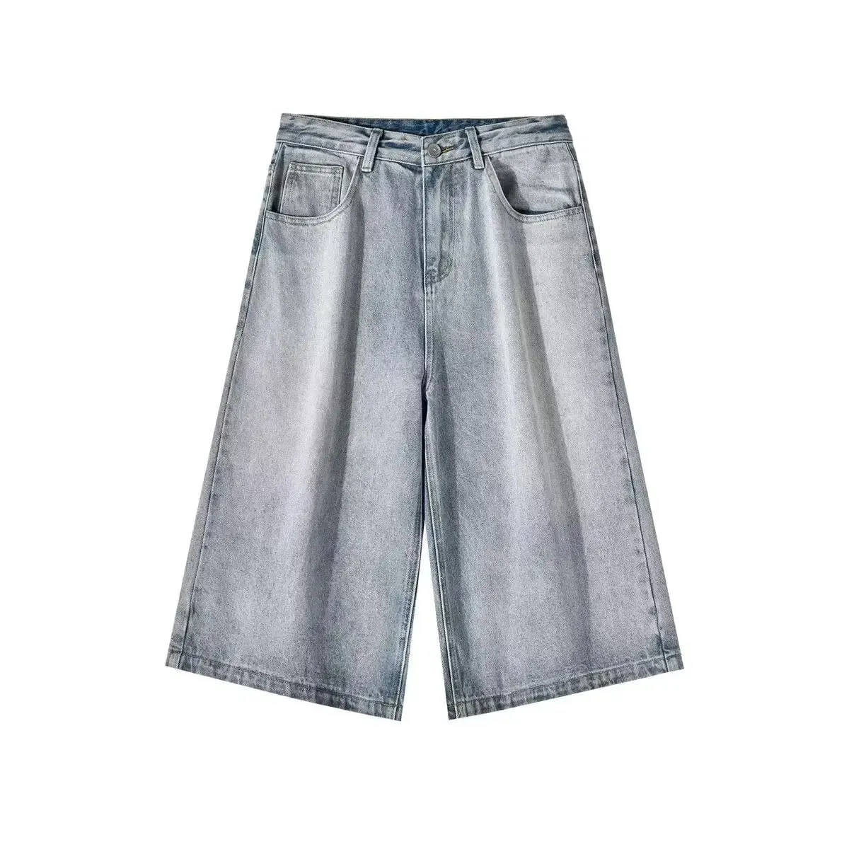 Wide-leg Seven-point Denim Shorts Men's 2025 Summer New High-end Fashion Brand Straight Casual Pants Man Jeans Y2k Clothes Baggy — image 3