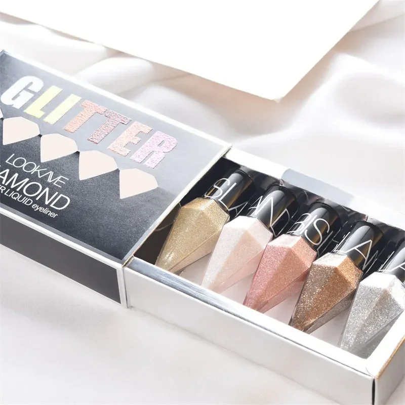 5pc/set Professional Shiny Eye Liners Cosmetics for Women Pigment Silver Rose Gold Color Liquid Glitter Eyeliner Beauty Makeup — image 5