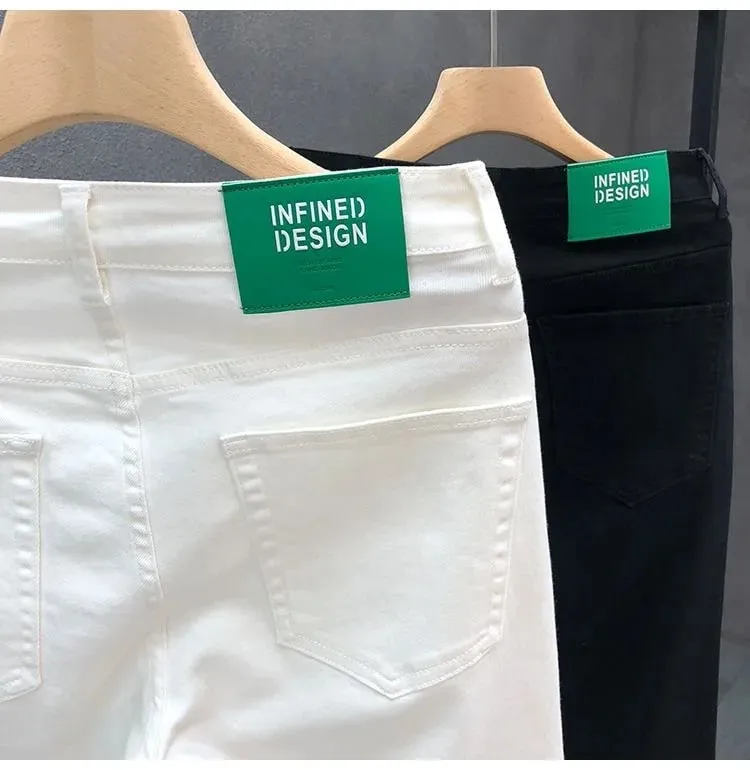 2023 Spring and Autumn New Classic Fashion Solid Color Elastic Casual Jeans Men's Comfortable High-Quality Small Foot Pants 36 — image 9