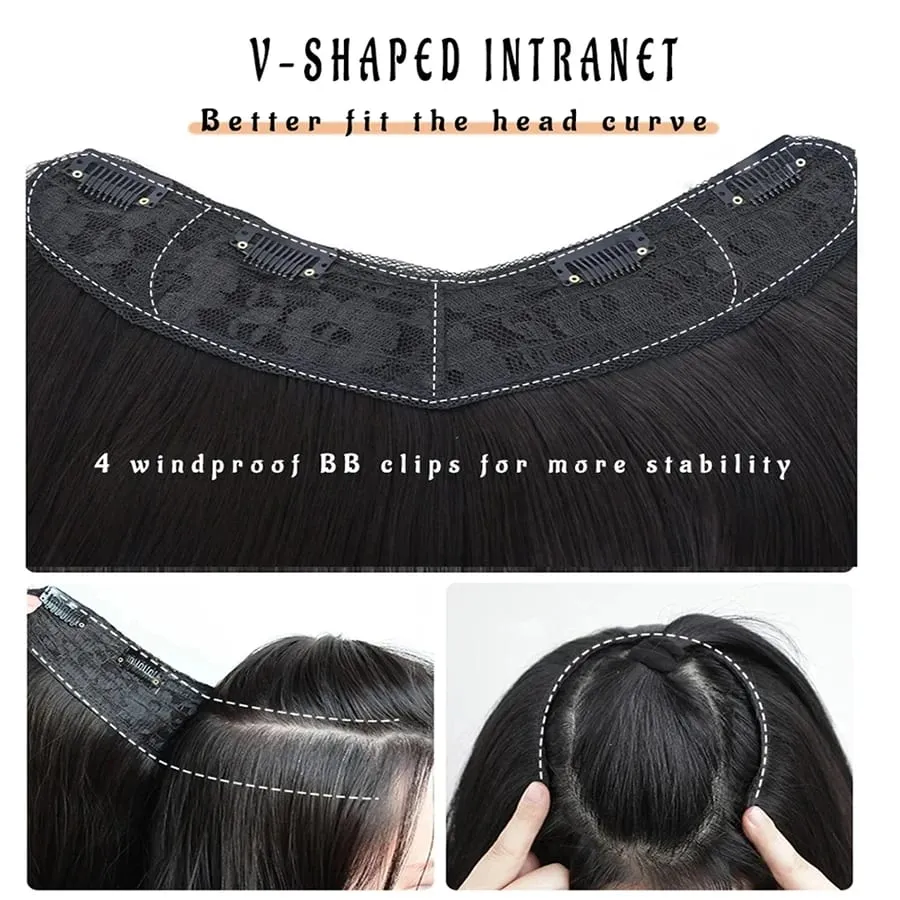 Synthetic Wig Women's Traceless Invisible U-shaped Long Straight Hair With Inner Buckle Long Curly Hair Natural Extension Wig — image 6