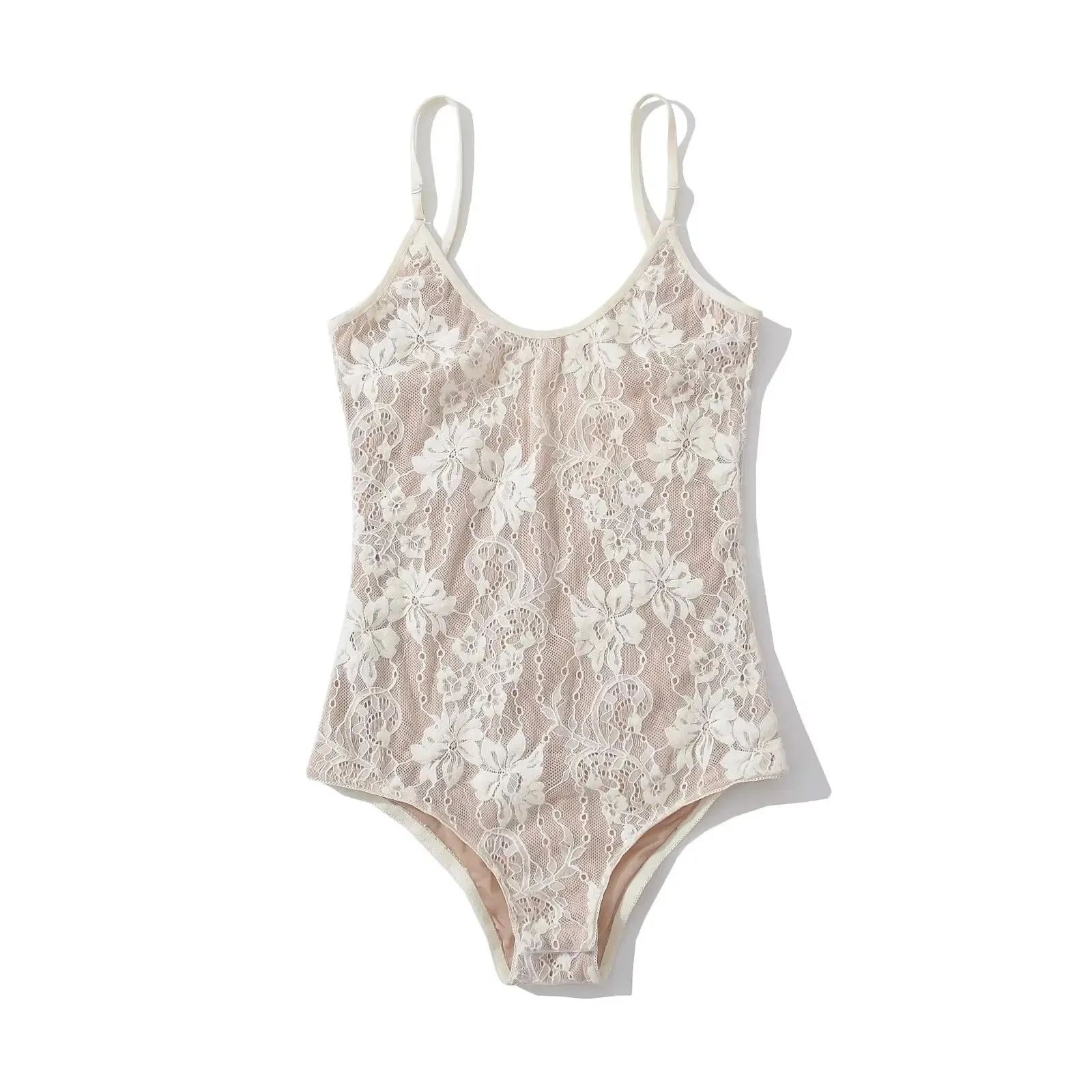 Sexy See Through Lace With Lining Backless Spaghetti Strap Bodysuit Woman Sling Tight Short Jumpsuit Slim Fit Rompers Playsuits — image 11