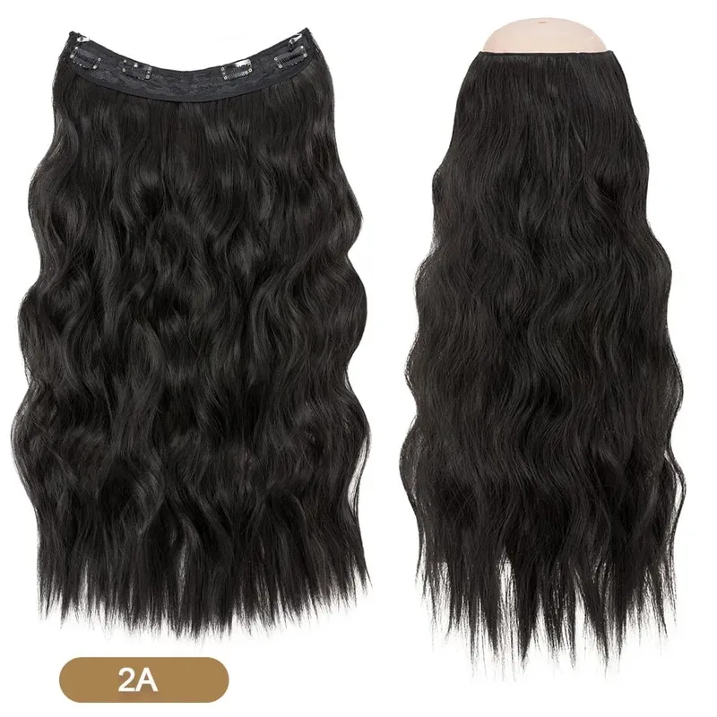 Synthetic Invisible Wire Hair Extensions Adjustable Long Clip in Wave Curly Secret Hairpiece for Women Fish Line Hair — image 8