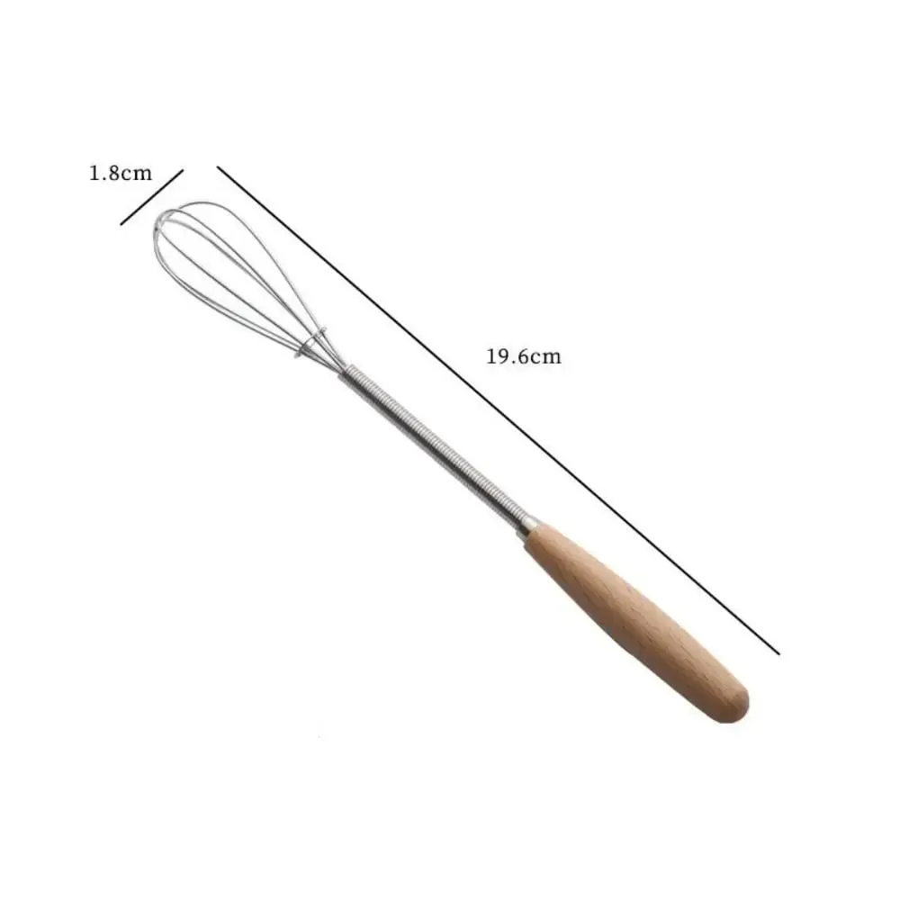 Multifunction Stainless Steel Egg Beater Wooden Handle Useful Mini Egg Whisk Portable Manual Egg Beater Baking — image 5