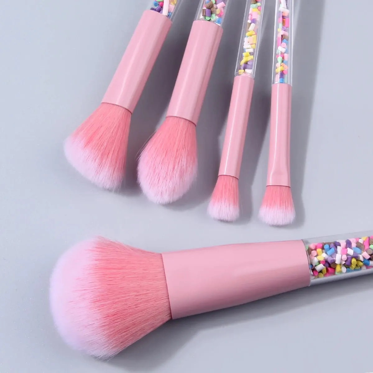 Sada 5ks štětců na make-up Candy Sprinkle Růžové měkké syntetické štětce na obličej a oči — image 4