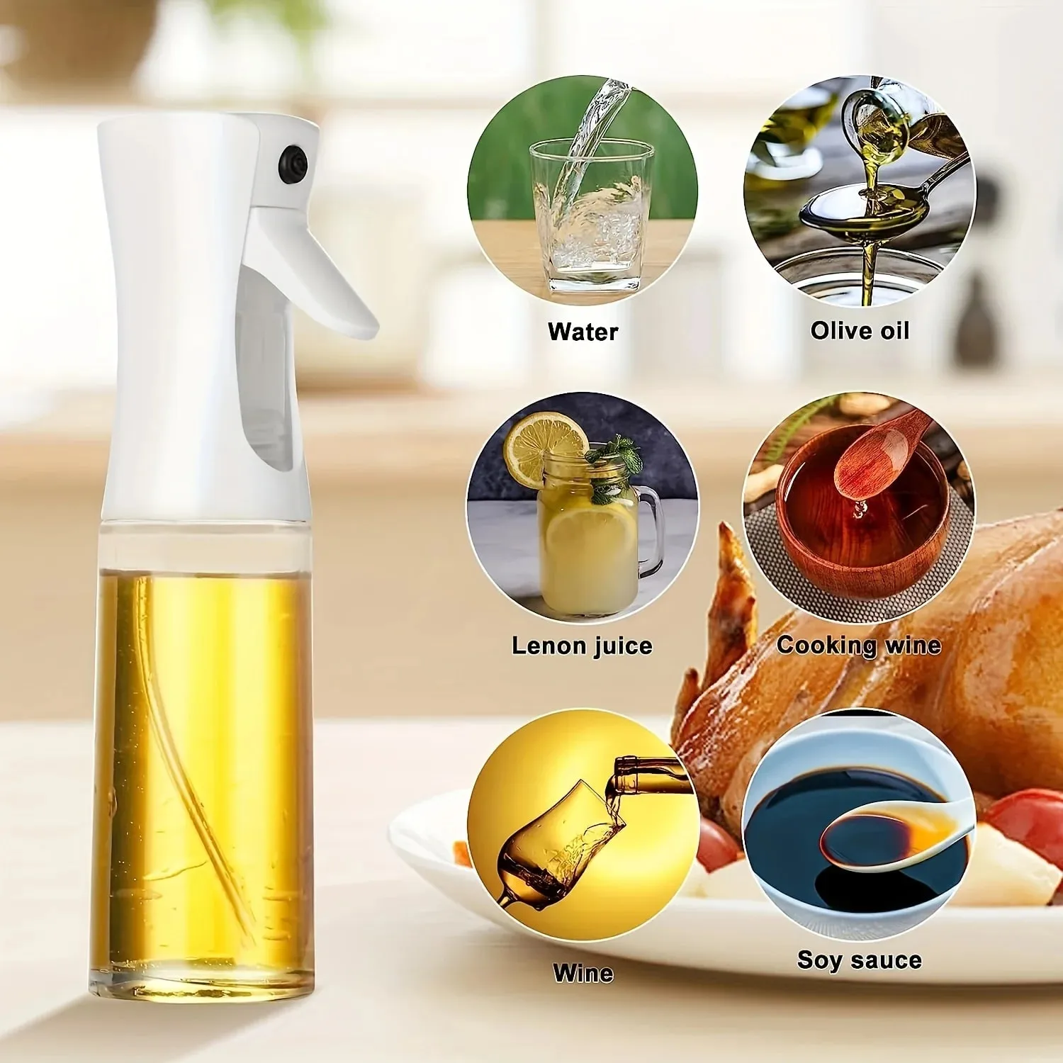 Press-type Oil Spray Bottle 200/300/500ML Kitchen Cooking Oil Sprayer Outdoor Barbecue Oil Spray Bottle Vinegar Soy Sauce — image 9