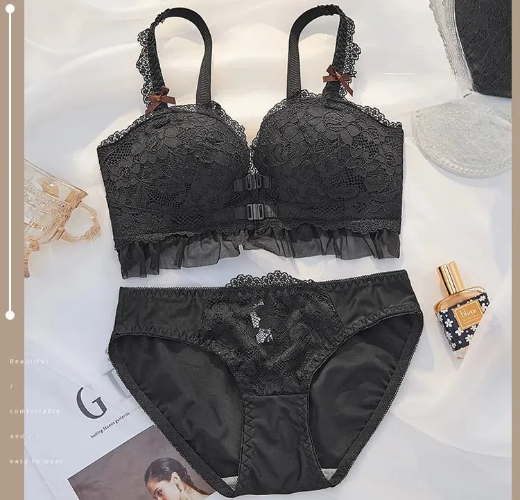 Luxury Japanese-style Hot Button Underwear Women Gather Small Chest Thickening Flat Chest Sexy Bra — image 10