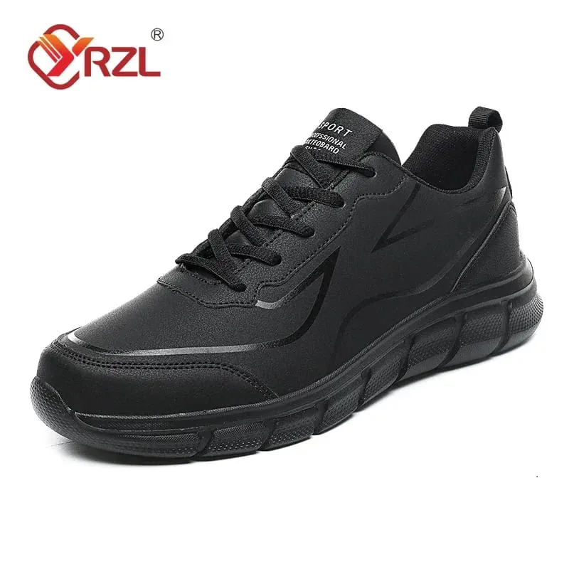 Black Running Shoes Leather Waterproof Athletic Sneakers Men Wear-resistant Men Walking Sport Shoes Comfortable Men Shoes
