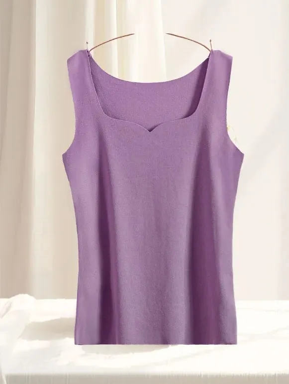 1pcs Women Thermal Tops Girls Traceless Solid Color Vest Base Layer Warm Tank Top Autumn Winter Female Sexy Slim Camisole — image 13