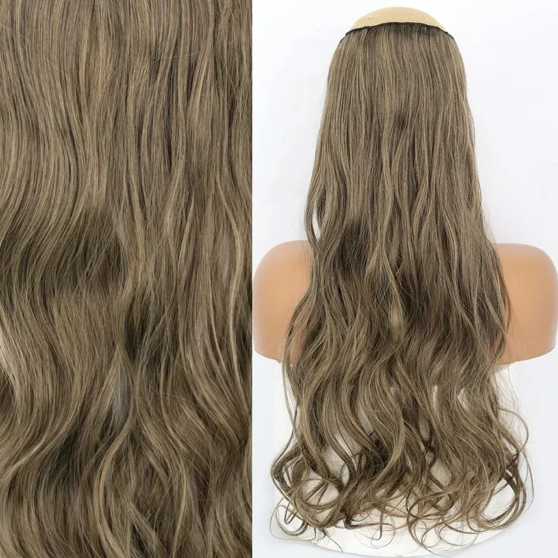 Synthetic No Clip Invisible Wire Hair Extensions Straight Black Blonde One Piece False Hairpiece Hair Extension — image 41