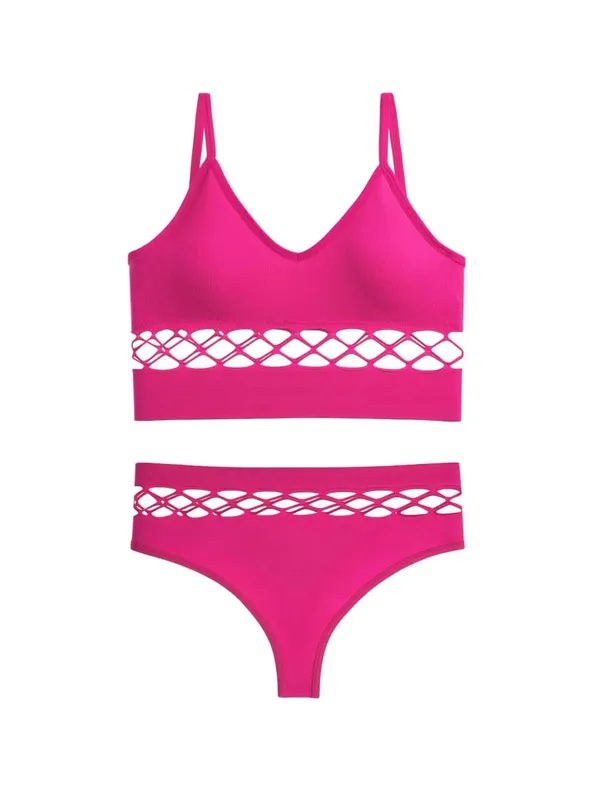 Set di lingerie sottile scavato per le donne Reggiseno push up con busto piccolo senza fili Canotta sportiva traspirante taglie forti — image 11